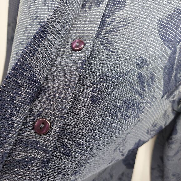 Alfred Dunner Button Shirt Womens 16 Blue Sheer Metallic Rose Witchy Whimsigoth - Picture 5 of 10